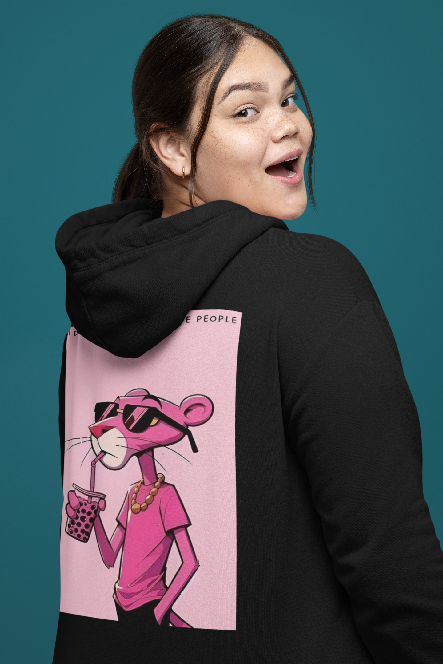 Women's Black Printed Hoodie - Image 2