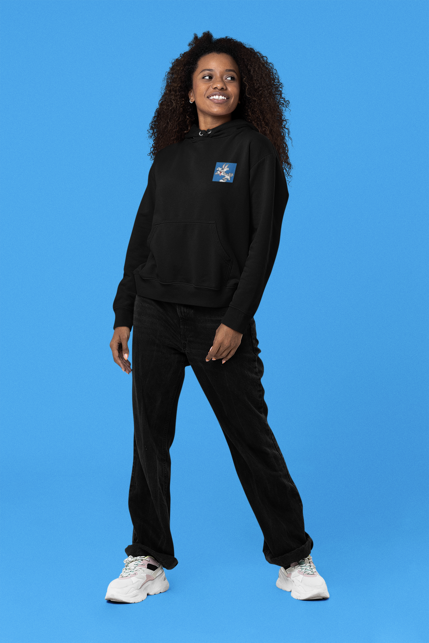 Women's Printed Hoodie Black - Image 2
