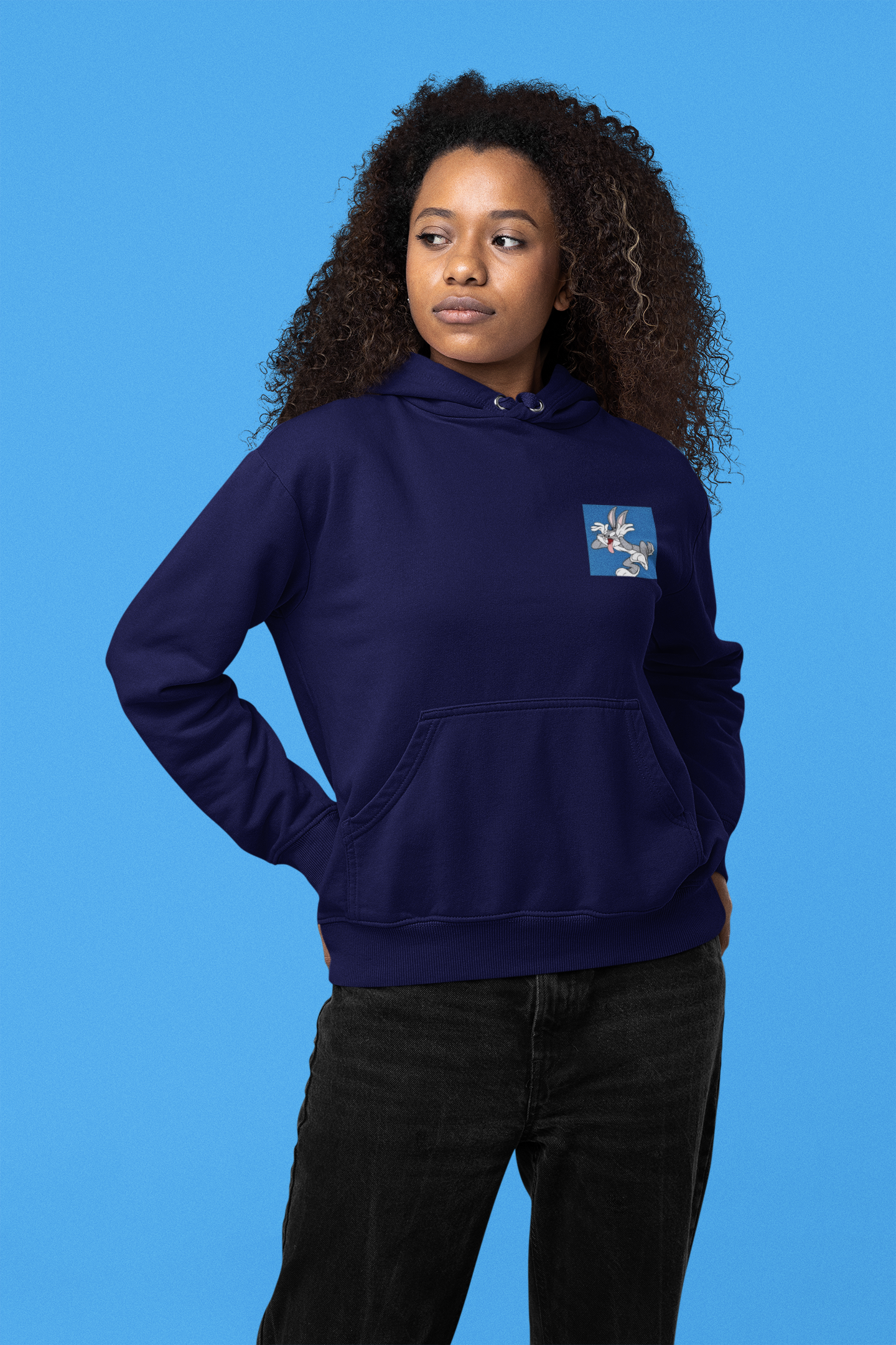 Women's Printed Hoodie Blue - Image 4