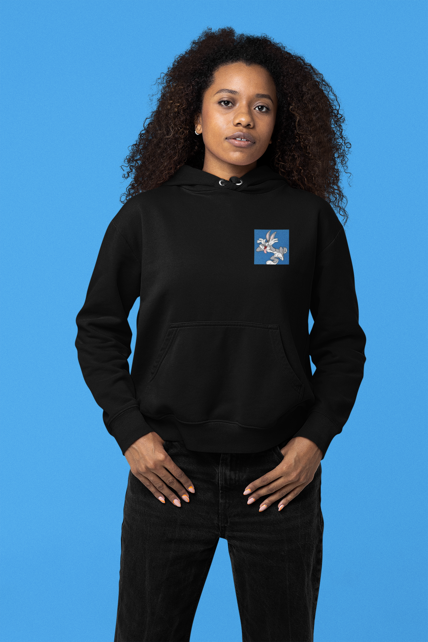 Women's Printed Hoodie Black - Image 4