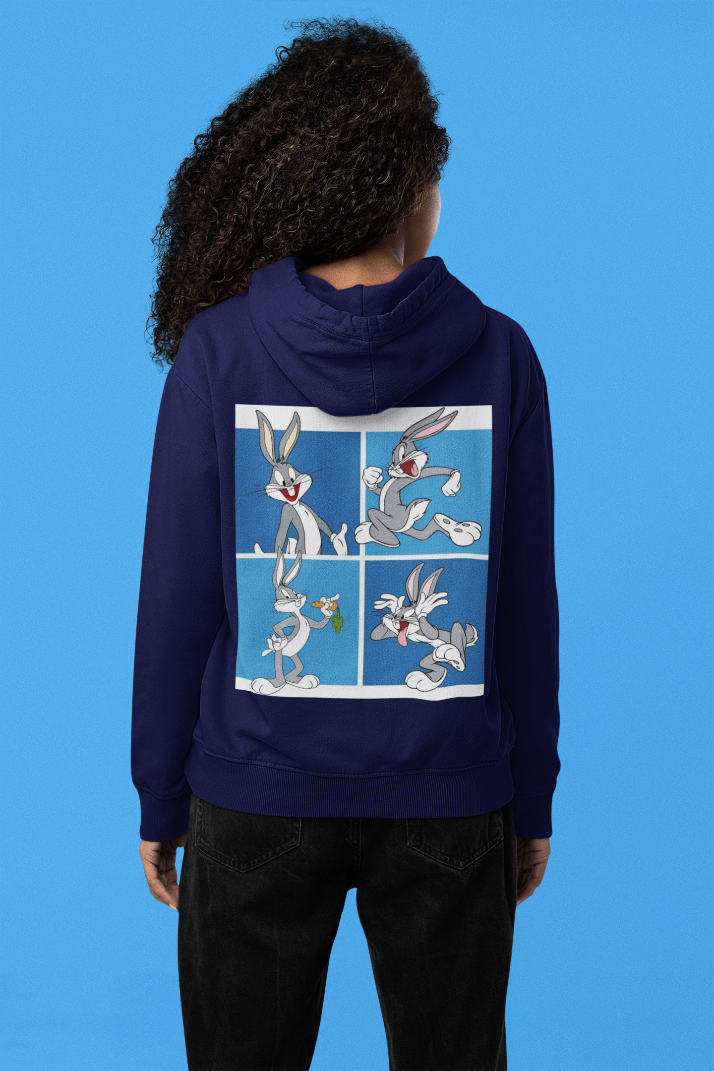 Women's Printed Hoodie Blue - Image 3