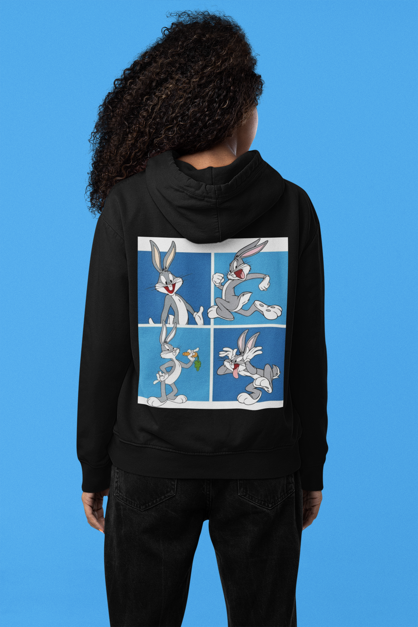 Women's Printed Hoodie Black - Image 3