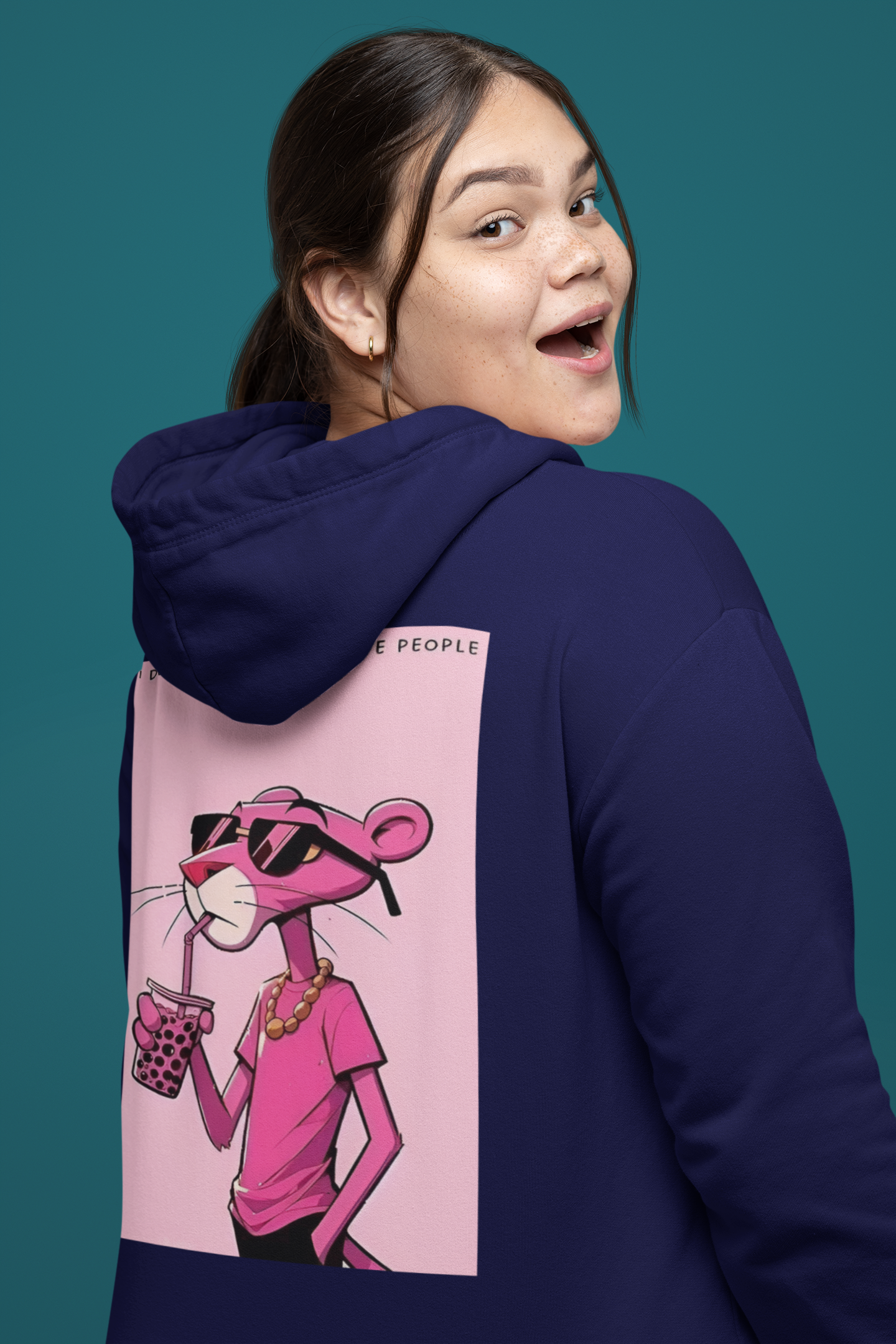 Women's Blue Printed Hoodie - Image 2
