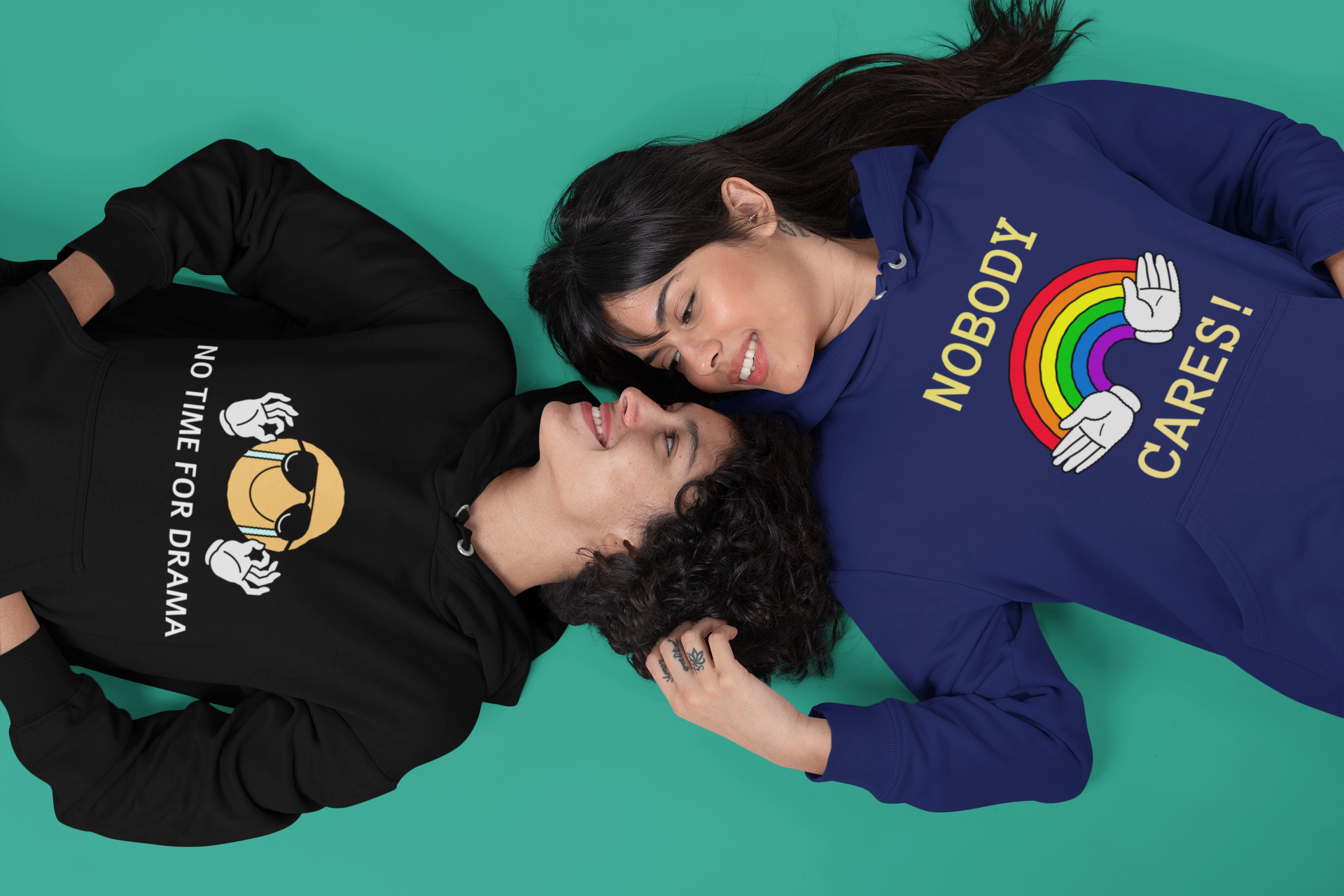 Women's Printed Hoodies (Black and Navy Blue) - Image 3