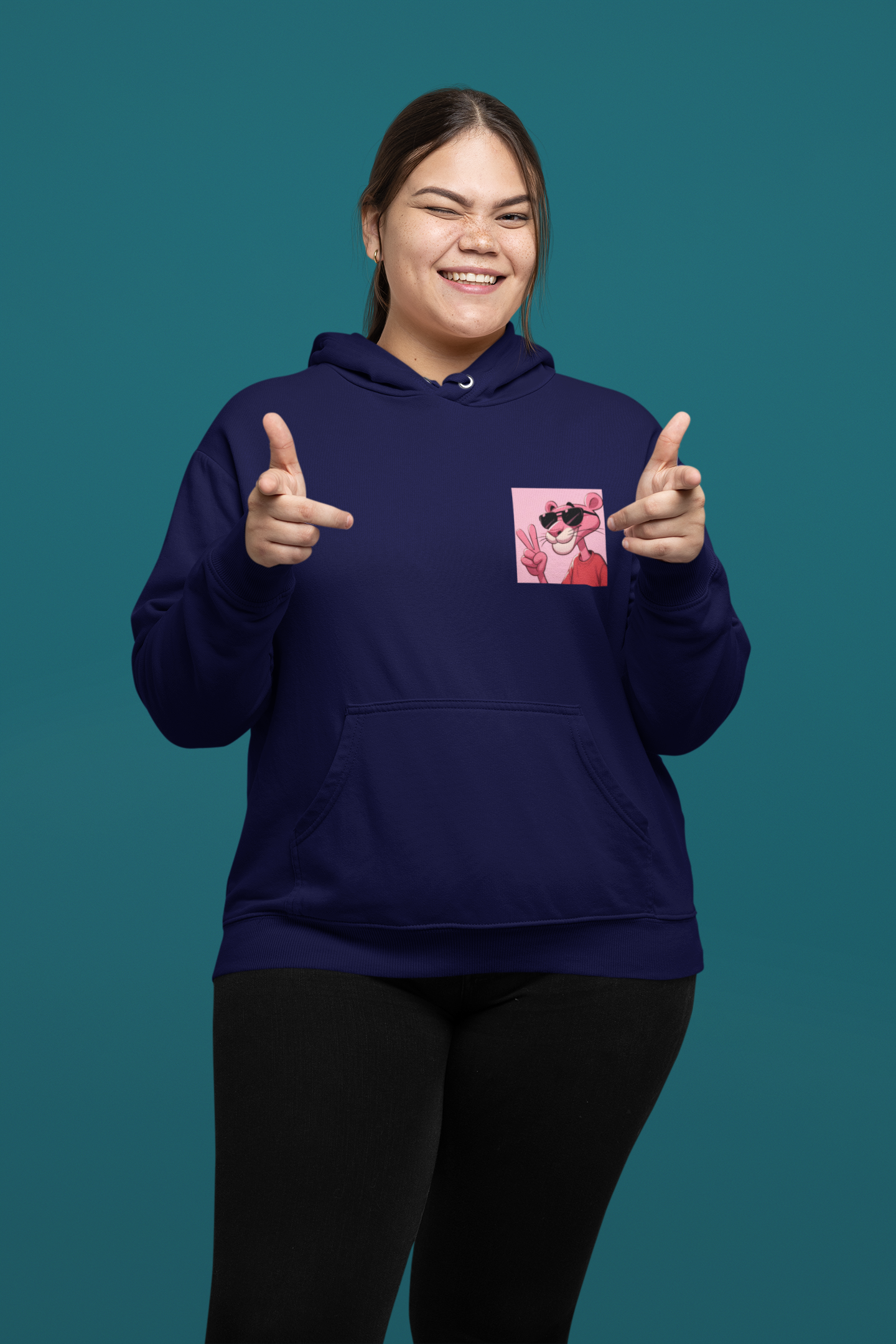 Women's Blue Printed Hoodie - Image 3