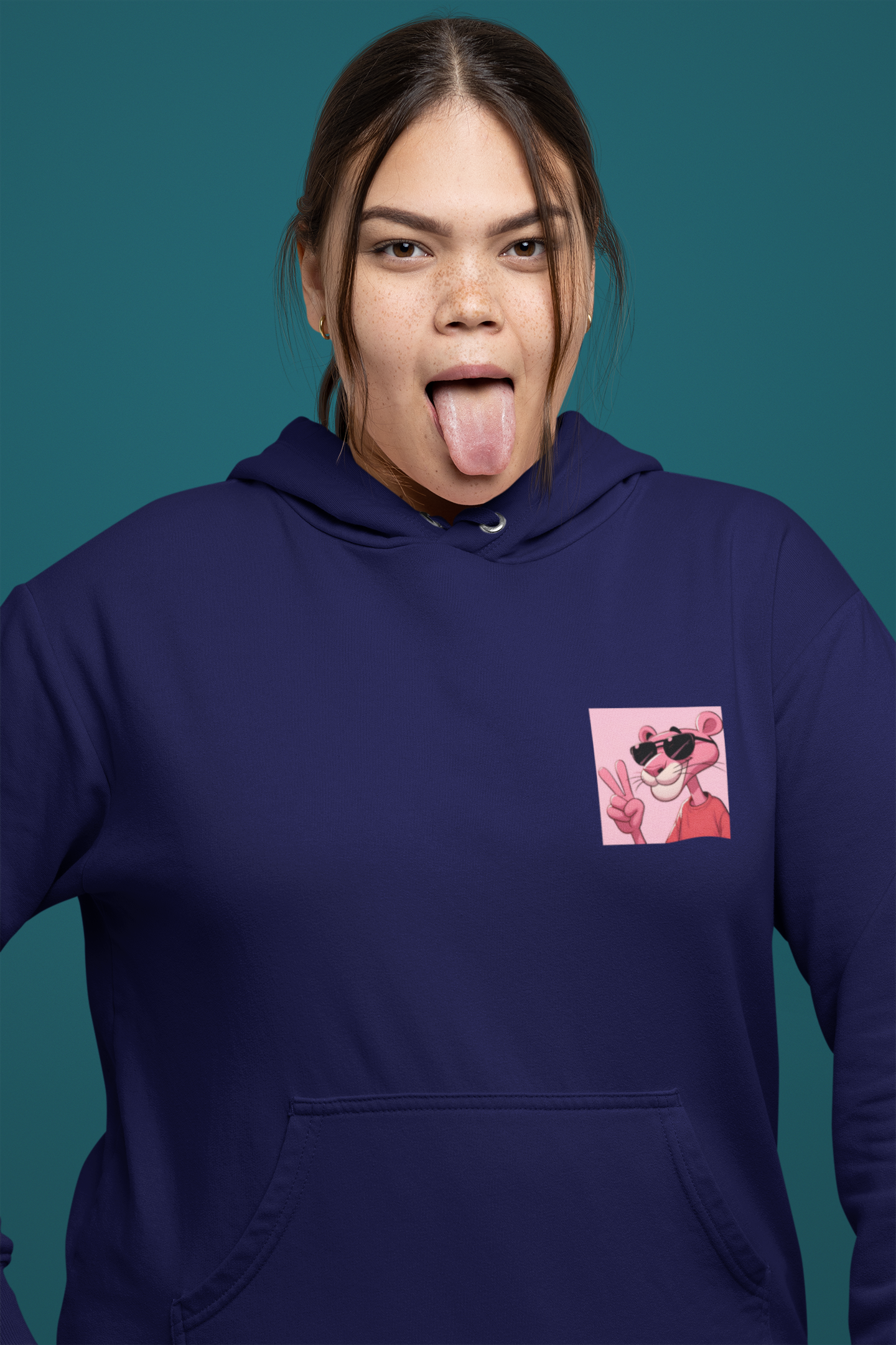Women's Blue Printed Hoodie - Image 4