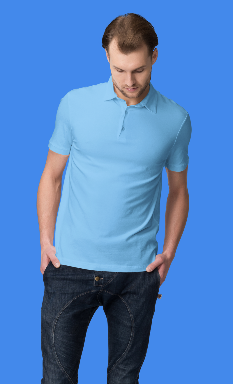 On Trend Men's Polo Shirt (Sky-Blue)