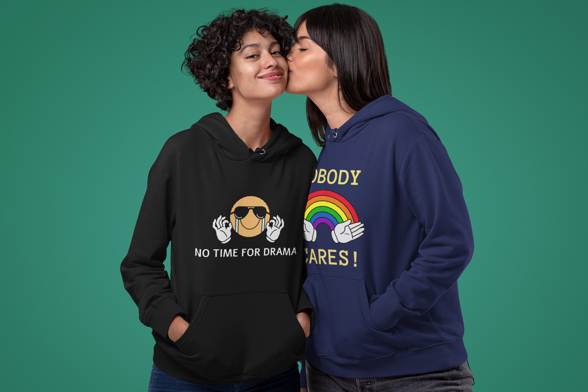 Women's Printed Hoodies (Black and Navy Blue) - Image 4