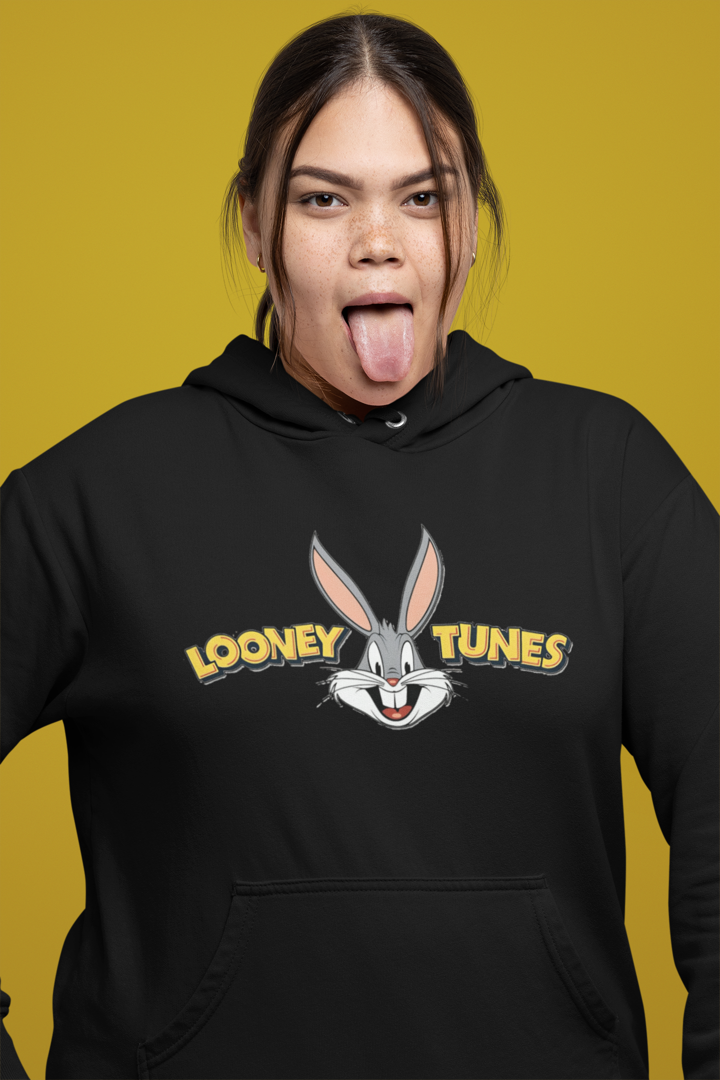 Women's Printed Hoodie Black - Image 2